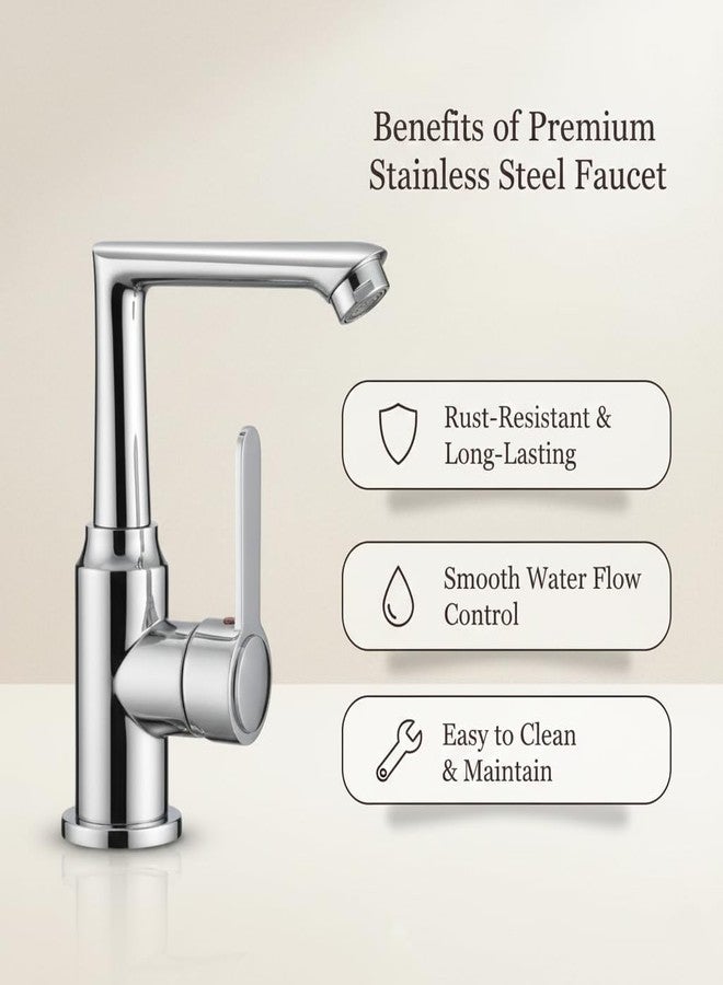 Snevad Modern Chrome Shower Mixer Waterfall Spout 360 Degree Swivel Faucet Single Handle Desk Mounted Shower Faucet Premium Stainless Steel Bathroom Kitchen Tap Elegant Durable Stylish Design Finish - Image 4